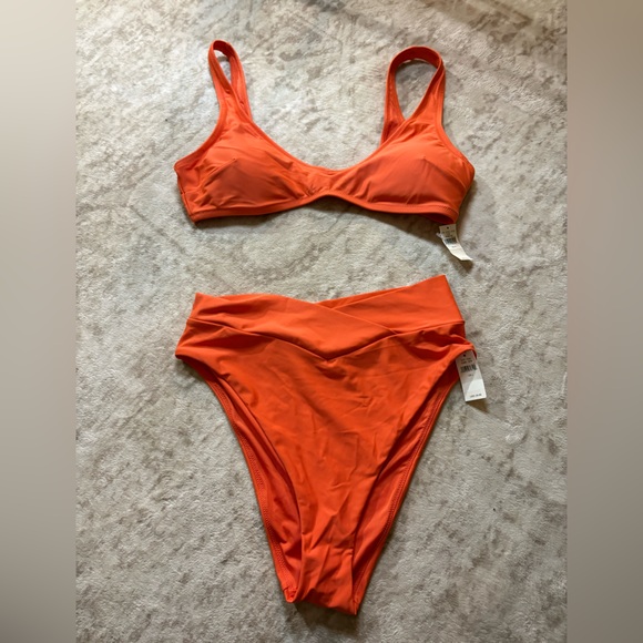 aerie Other - aerie Bright Orange High-Waist Bikini Set